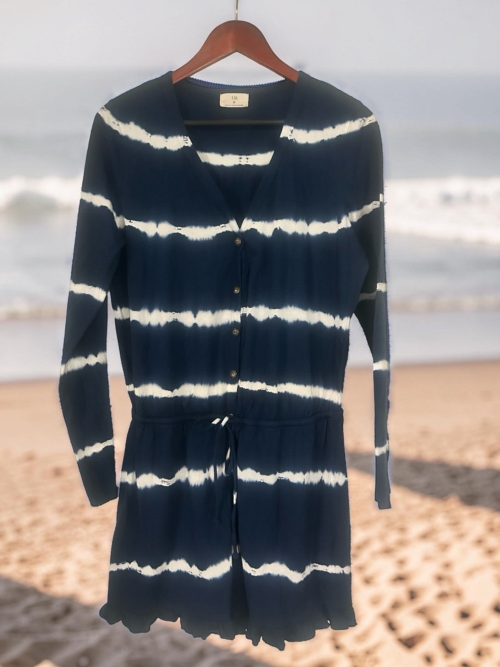 T.La Navy and White Tie-Dye Romper